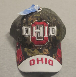 Fashion Ohio State Buckeyes Camo Mesh Snapback Cap - One Size, Green Red
